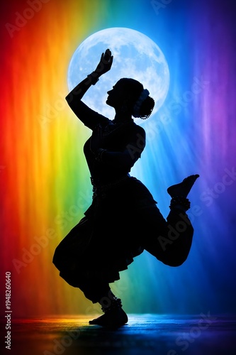 silhouette of a classical dancer performing in a theatre