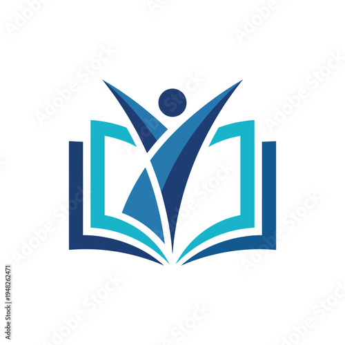 An abstract representation of an open book, symbolizing knowledge, learning, and personal growth, with a figure rising, emphasizing the importance of education and aspiration.