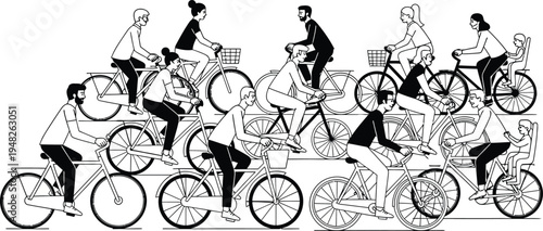 cycling team race illustration