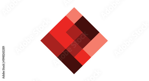 Abstract geometric diamond pattern made of red shades on a white background