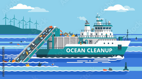 Ocean Cleanup Ship Working to Remove Plastic Pollution from the Sea