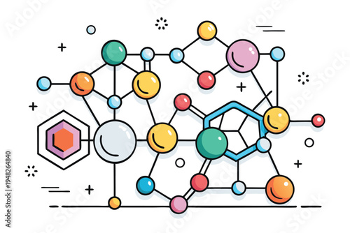 Intricate molecular structure diagram illustrating complex chemical bonds and scientific research in biology or medicine