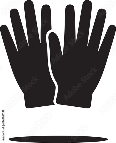 A pair of black gardening or work gloves shown in a simple silhouette style.
