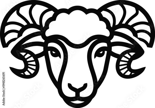 Minimalist Ram Head Logo Design Vector Icon Isolated on White Background
