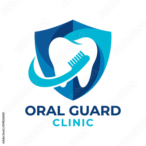 This logo represents a dental clinic with a tooth and shield, emphasizing oral health, protection, and quality care for dental patients in a trustworthy environment.