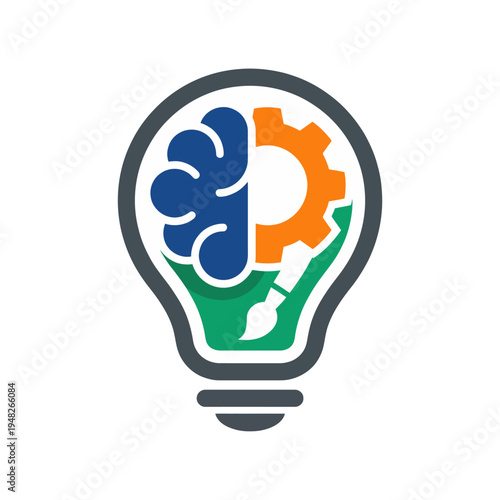 A unique design showcasing a brain intertwined with gears, symbolizing creativity, innovation, and the cognitive processes that drive human progress and technology in a modern context.