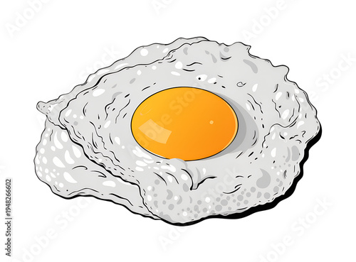 Fried Egg Sunny Side Up Isolated on White Background