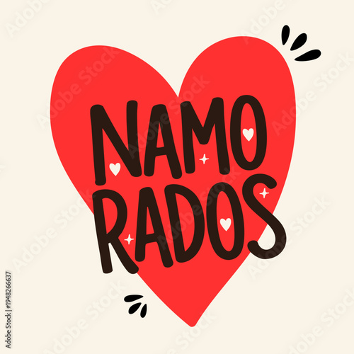 Lettering dia dos namorados com coração vermelho tipografia Feita a mão para Dia dos namorados. valentine’s day vetor
