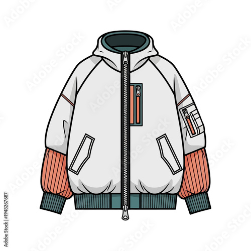 Modern Bomber Jacket Illustration - Fashion Design, Casual Wear, Street Style