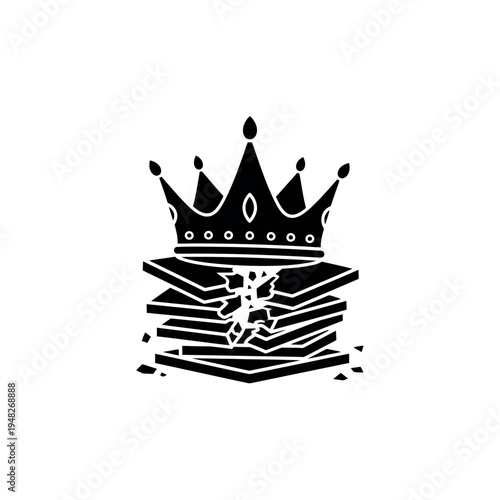 Crown Resting on Stack of Broken Computer Chips Silhouette