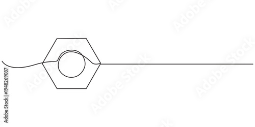Continuous one line drawing of hand holding nut symbolizing repair, maintenance, professional support, and mechanical work concept in minimalist style