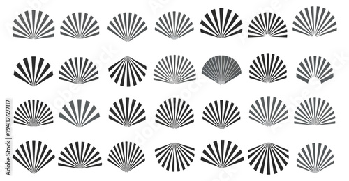 Abstract fan shapes on dark background