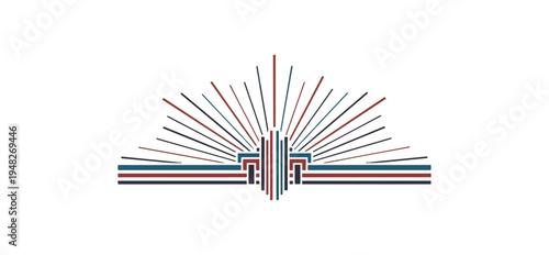 Abstract geometric design with radiant lines and minimalist composition