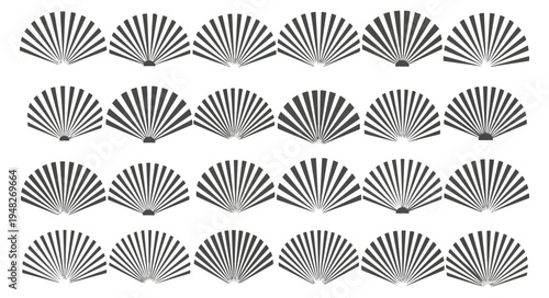 Abstract geometric pattern of symmetrical fan shapes on black background