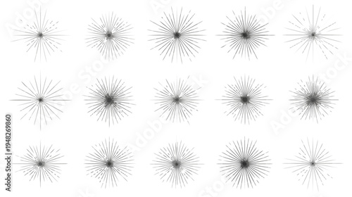 Abstract starburst patterns on a black background