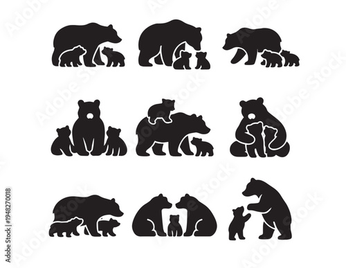 A collection of wild and farm animal vector silhouettes and cartoon illustrations featuring a lion, elephant, giraffe, and domestic mammals set in a black nature icon set