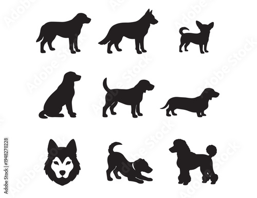 Dog Silhouettes Vector Set Collection