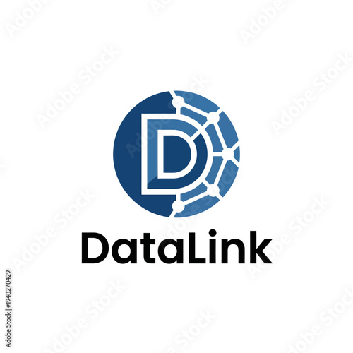This image features a modern logo design for DataLink, showcasing an innovative approach to branding in collaboration and data connectivity in a digital environment.
