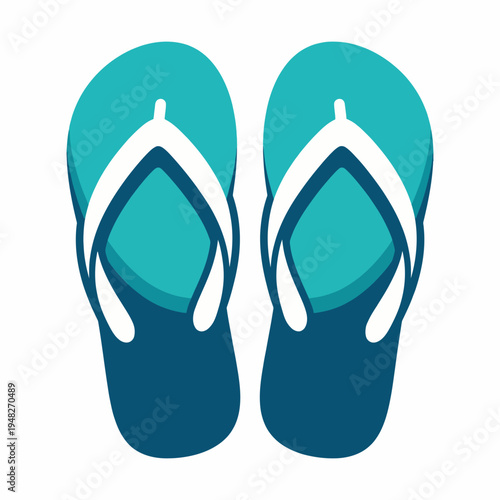 A pair of stylish flip flops with a blue and white design, perfect for summer, representing relaxation, leisure, and beach vibes associated with warm weather.