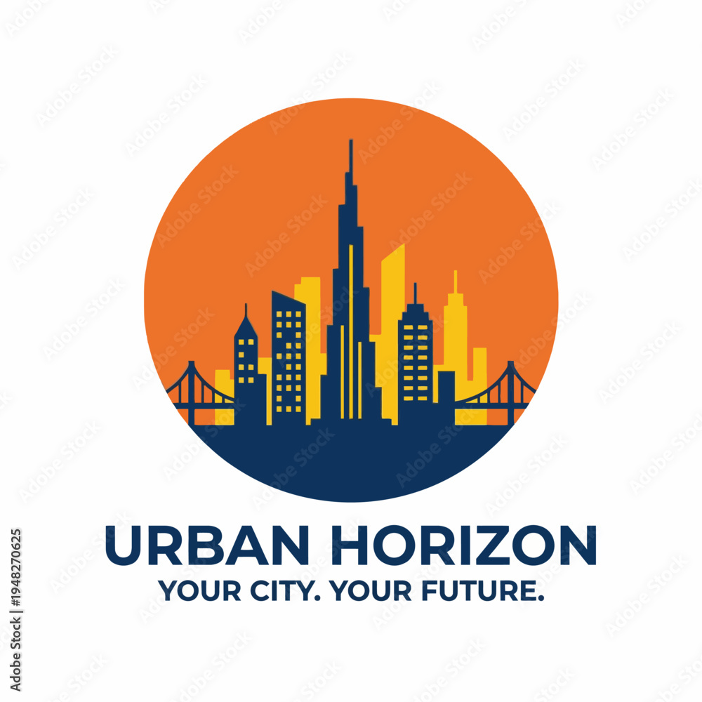 Fototapeta premium This image showcases a silhouette of a modern city skyline against a vibrant sunset, symbolizing urban growth, development, and the promise of a bright future.