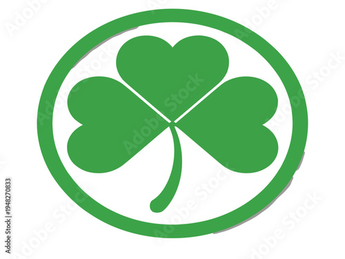 Single stylized shamrock enclosed within a circular border represents Irish heritage symbol.