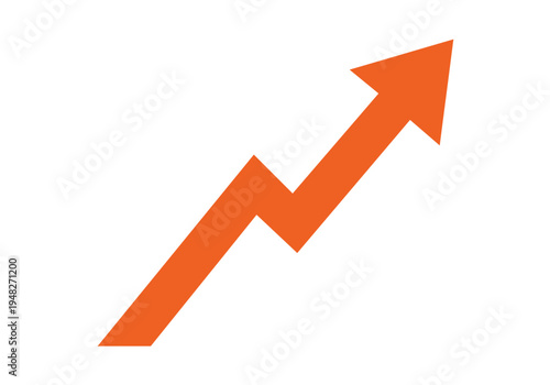 Flecha de tendencia ascendente en color naranja que simboliza el crecimiento económico y éxito
