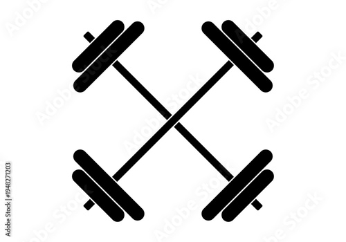 Dos mancuernas cruzadas en forma de x para entrenamiento de pesas y gimnasio