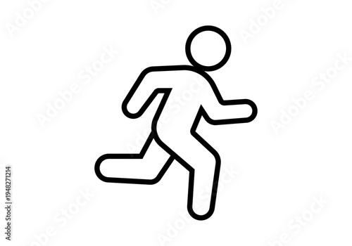 Icono de trazo lineal que representa a una persona corriendo en una postura dinámica de movimiento