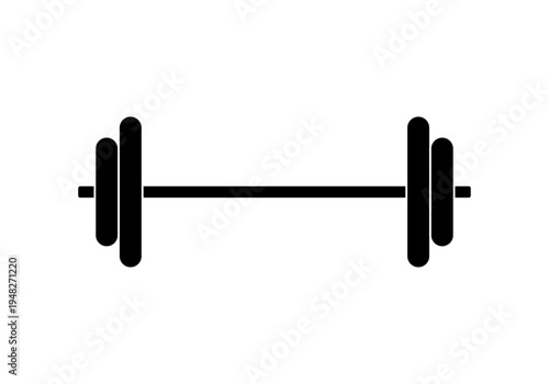 Silueta negra de una pesa de barra cargada con discos para entrenamiento de fuerza y musculación