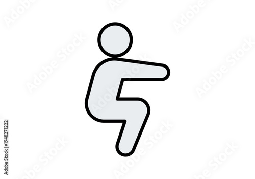 Icono lineal de una persona realizando una sentadilla profunda como parte de su rutina de entrenamiento físico