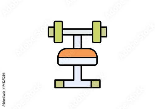 Banco de musculación con barra de pesas cargada listo para entrenamiento de fuerza en el gimnasio