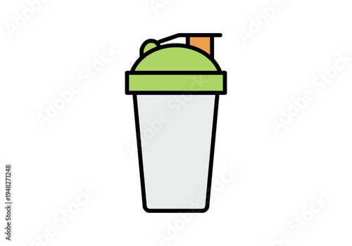 Botella mezcladora de proteínas blanca con tapa verde