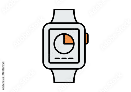 Reloj inteligente moderno con pantalla digital que muestra un gráfico circular de progreso en color naranja