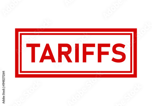 Sello rectangular de color rojo con la palabra aranceles en mayúsculas