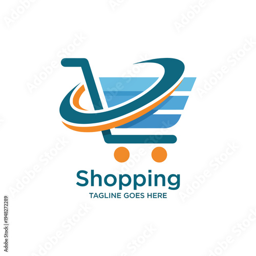 This logo features a dynamic shopping cart design with a unique swirl, symbolizing convenience and modernity in retail and e-commerce landscapes for effective branding.
