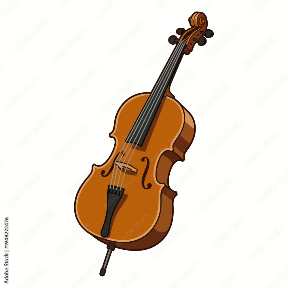 Fototapeta premium A beautifully illustrated wooden violin, showcasing the intricate designs and craftsmanship, symbolizing the elegance and artistry of musical instruments in a modern style.