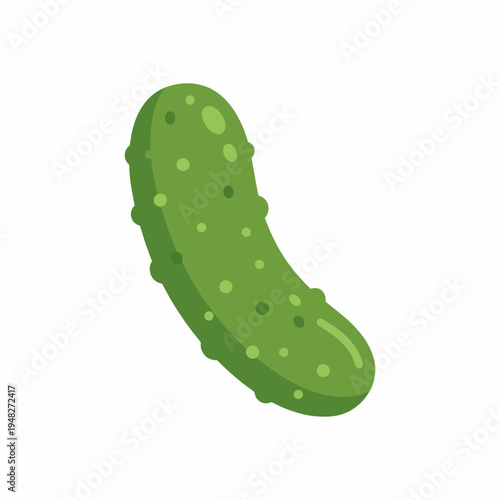 This vibrant illustration features a fresh green cucumber with a smooth texture, perfect for use in health, food, or organic product representations on stock sites.