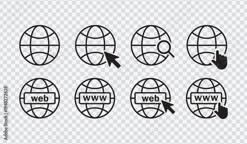 Web Browser Globe Icon Set Vector