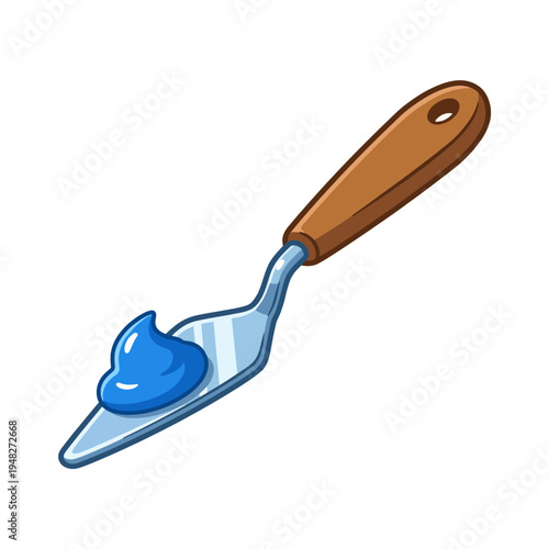 A vibrant image featuring a palette knife with blue paint, representing creativity, artistry and the blending of colors in the world of painting and crafts.