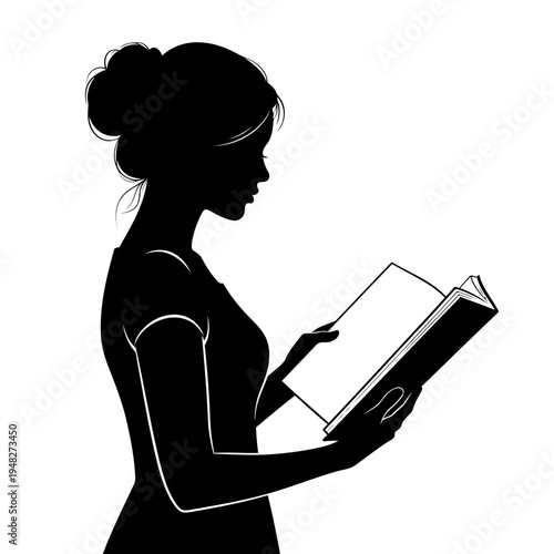 A woman reading a book in a peaceful and serene environment