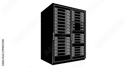Server Rack Illustration for Data Storage and Network Infrastructure.