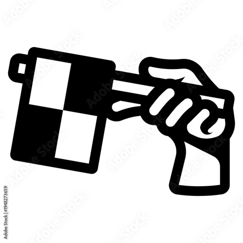 referee hand holding offside flag icon