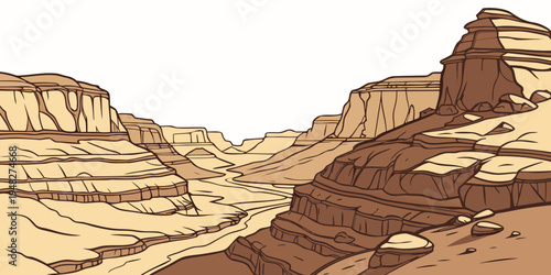 a pixel art landscape of a desert canyon Vector