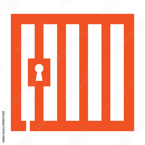 Orange gate with keyhole lock on white background symbolizing security and access control