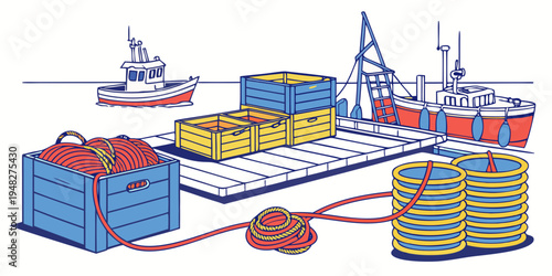 offshore oil and gas platform with equipment Vector