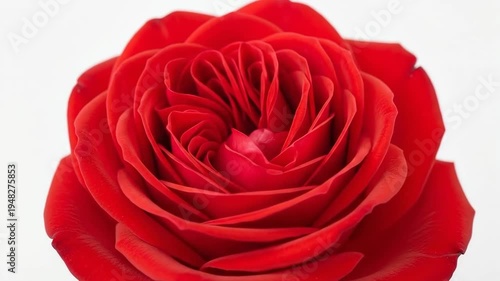A vibrant red rose blooms beautifully in a serene and peaceful environment