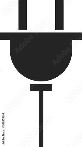 A simple black and white graphic illustration of a standard electrical plug commonly used for power connections high quality professional