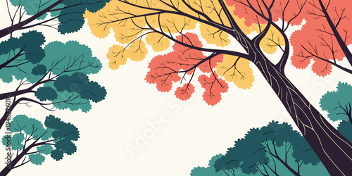 a tree with colorful leaves in the autumn season Vector