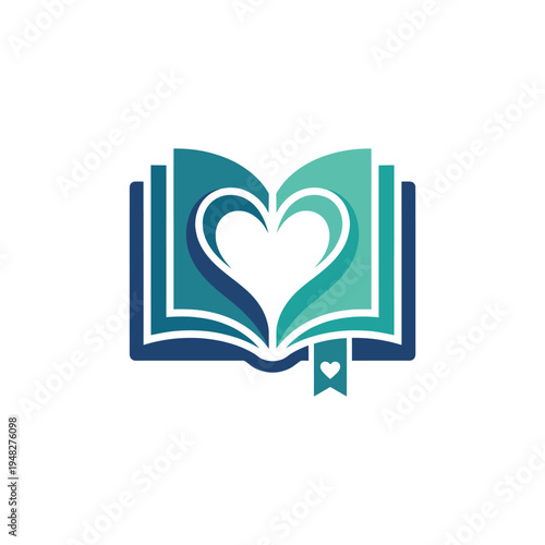 This captivating image features an open book with a heart shape in the center, representing the love for reading and knowledge. Perfect for educational or literary themes.