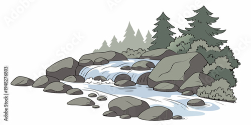 a small island with a stream running through it Vector